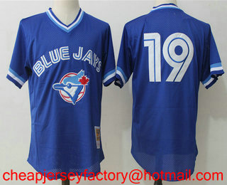Men's Toronto Blue Jays #19 Jose Bautista Royal Blue Throwback Mesh Batting Practice Stitched MLB Mitchell & Ness Jersey