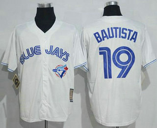 Men's Toronto Blue Jays #19 Jose Bautista White Cool Base Cooperstown Collection Player Jersey