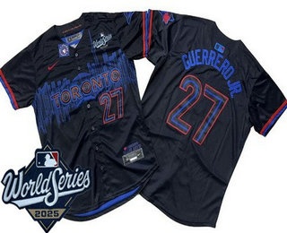 Men's Toronto Blue Jays #27 Vladimir Guerrero Jr Black City 2025 World Series Limited Jersey