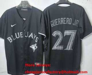 Men's Toronto Blue Jays #27 Vladimir Guerrero Jr Black Cool Base Jersey