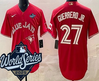 Men's Toronto Blue Jays #27 Vladimir Guerrero Jr Red Alternate 2025 World Series Cool Base Jersey