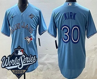 Men's Toronto Blue Jays #30 Alejandro Kirk Light Blue 2025 World Series Cool Base Jersey