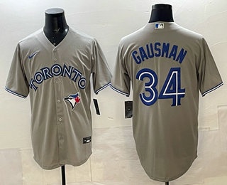 Men's Toronto Blue Jays #34 Kevin Gausman Grey Cool Base Jersey