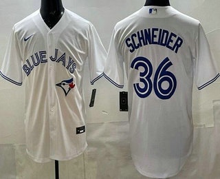 Men's Toronto Blue Jays #36 Davis Schneider White Cool Base Jersey