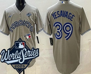 Men's Toronto Blue Jays #39 Trey Yesavage Gray 2025 World Series Cool Base Jersey