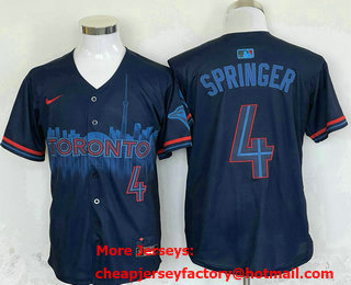 Men's Toronto Blue Jays #4 George Springer Black 2024 City Connect Limited Stitched Baseball Jersey