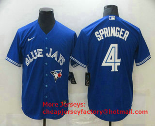 Men's Toronto Blue Jays #4 George Springer Blue Stitched MLB Cool Base Nike Jersey