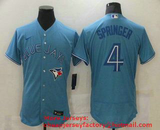 Men's Toronto Blue Jays #4 George Springer Blue Stitched MLB Flex Base Nike Jersey
