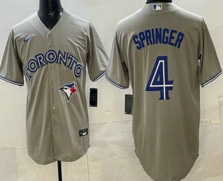 Men's Toronto Blue Jays #4 George Springer Gray Cool Base Jersey