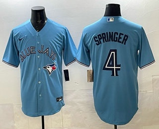 Men's Toronto Blue Jays #4 George Springer Light Blue Cool Base Jersey