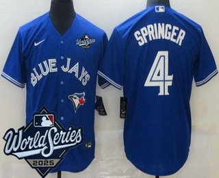 Men's Toronto Blue Jays #4 George Springer Royal 2025 World Series Cool Base Jersey