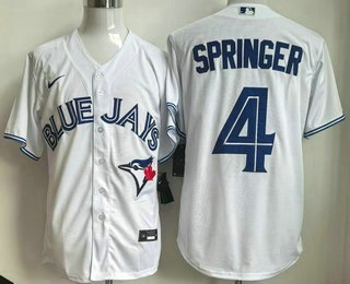 Men's Toronto Blue Jays #4 George Springer White Stitched Cool Base Nike Jersey