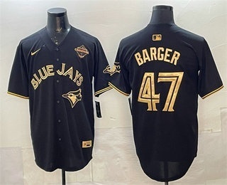 Men's Toronto Blue Jays #47 Addison Barger Black Gold 2025 American League Champions Limited Stitched Jersey