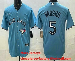 Men's Toronto Blue Jays #5 Daulton Varsho Light Blue Cool Base Jersey
