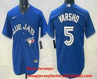 Men's Toronto Blue Jays #5 Daulton Varsho Royal Blue Cool Base Jersey