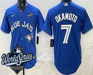 Men's Toronto Blue Jays #7 Kazuma Okamoto Blue 2025 World Series Cool Base Jersey