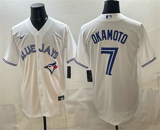 Men's Toronto Blue Jays #7 Kazuma Okamoto White Cool Base Jersey