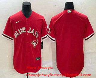 Men's Toronto Blue Jays Blank Red Stitched Canada Day Cool Base Nike Jersey