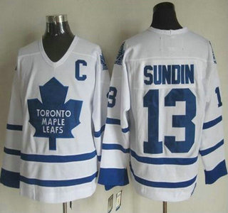 Men's Toronto Maple Leafs #13 Mats Sundin 2000-01 White CCM Vintage Throwback Jersey