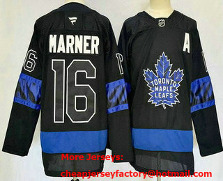 Men's Toronto Maple Leafs #16 Mitch Marner Black Alternate Authentic Jersey