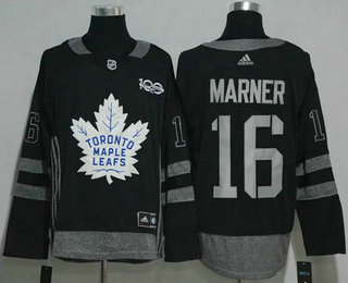 Men's Toronto Maple Leafs #16 Mitchell Marner Black 100th Anniversary Stitched NHL 2017 Hockey Jersey