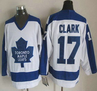 Men's Toronto Maple Leafs #17 Wendel Clark 1982-83 White CCM Vintage Throwback Jersey