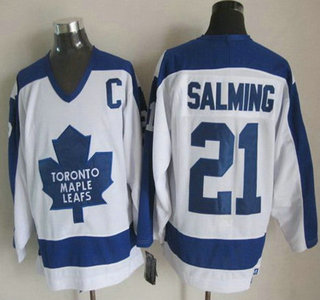 Men's Toronto Maple Leafs #21 Borje Salming 1982-83 White CCM Vintage Throwback Jersey