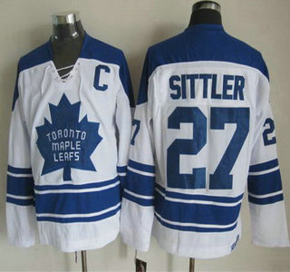 Men's Toronto Maple Leafs #27 Darryl Sittler 1966-67 White CCM Vintage Throwback Jersey