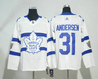 Men's Toronto Maple Leafs #31 Frederik Andersen White 2018 Winter Classic Stitched NHL Hockey Jersey
