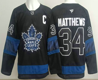 Men's Toronto Maple Leafs #34 Auston Matthews Black Alternate Authentic Jersey