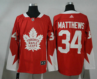 Men's Toronto Maple Leafs #34 Auston Matthews Red Stitched NHL 2017 Hockey Jersey