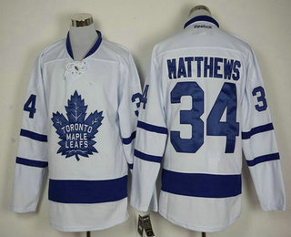 Men's Toronto Maple Leafs #34 Auston Matthews White 2016-17 Away 100TH Anniversary Hockey Jersey