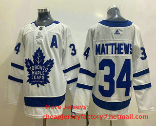 Men's Toronto Maple Leafs #34 Auston Matthews White With A Patch Adidas Stitched NHL Jersey