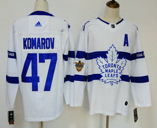 Men's Toronto Maple Leafs #47 Leo Komarov White 2018 Winter Classic Stitched NHL Hockey Jersey
