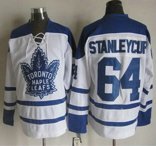 Men's Toronto Maple Leafs #64 Stanley Cup 1964 White CCM Vintage Throwback Jersey