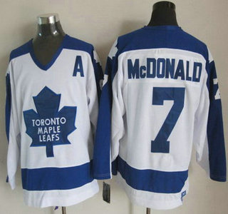 Men's Toronto Maple Leafs #7 Lanny McDonald 1982-83 White CCM Vintage Throwback Jersey