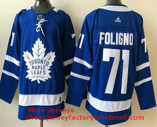 Men's Toronto Maple Leafs #71 Nick Foligno Blue Authentitc Jersey