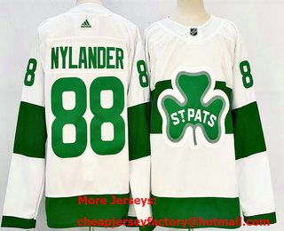 Men's Toronto Maple Leafs #88 William Nylander White St Patricks Authentic Jersey