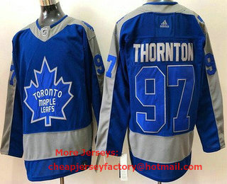 Men's Toronto Maple Leafs #97 Joe Thornton Blue 2021 Reverse Retro Authentic Jersey