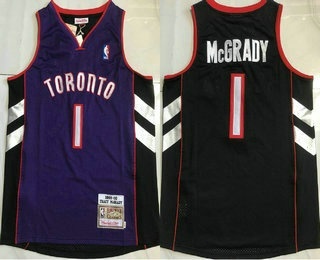 Men's Toronto Raptors #1 Tracy McGrady Purple with Black 1999-00 Hardwood Classics Soul AU Throwback Jersey