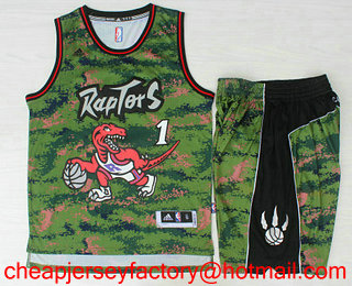 Men's Toronto Raptors #1 Tracy McGrady Revolution 30 Swingman 2016 Camo Jersey With-Shorts