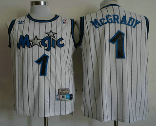 Men's Orlando Magic #1 Tracy McGrady White Hardwood Classics Soul Swingman Throwback Jersey