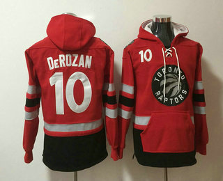 Men's Toronto Raptors #10 DeMar DeRozan NEW Red Pocket Stitched NBA Pullover Hoodie