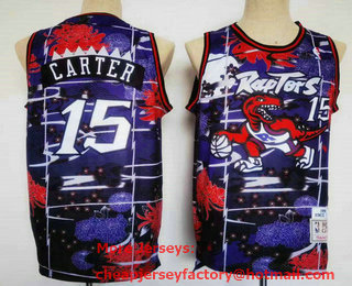 Men's Toronto Raptors #15 Vince Carter Black Hardwood Classics Soul Swingman Throwback Fashion Jersey