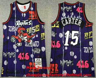 Men's Toronto Raptors #15 Vince Carter Purple Doodle Fashion Swingman Throwback Jersey