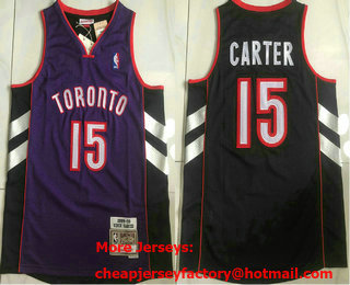 Men's Toronto Raptors #15 Vince Carter Purple with Black 1999-00 Hardwood Classics Soul AU Throwback Jersey