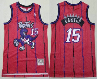 Men's Toronto Raptors #15 Vince Carter Red Throwback Swingman Jersey