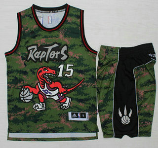 Men's Toronto Raptors #15 Vince Carter Revolution 30 Swingman  New Camo Jersey With Shorts