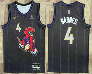 Men's Toronto Raptors #4 Scottie Barnes Black 2024 City Edition Swingman Sponsor Stitched Jersey