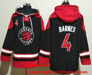 Men's Toronto Raptors #4 Scottie Barnes Black Lace Up Pullover Hoodie